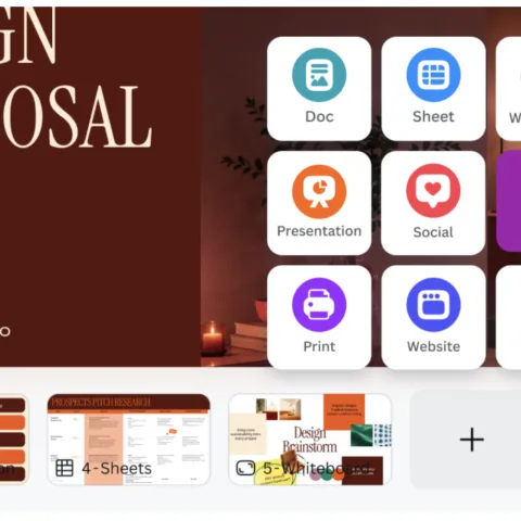 Tangkapan layar antarmuka Canva Code 2.0 yang menampilkan fitur drag-and-drop dan kolom prompt AI untuk membangun landing page.